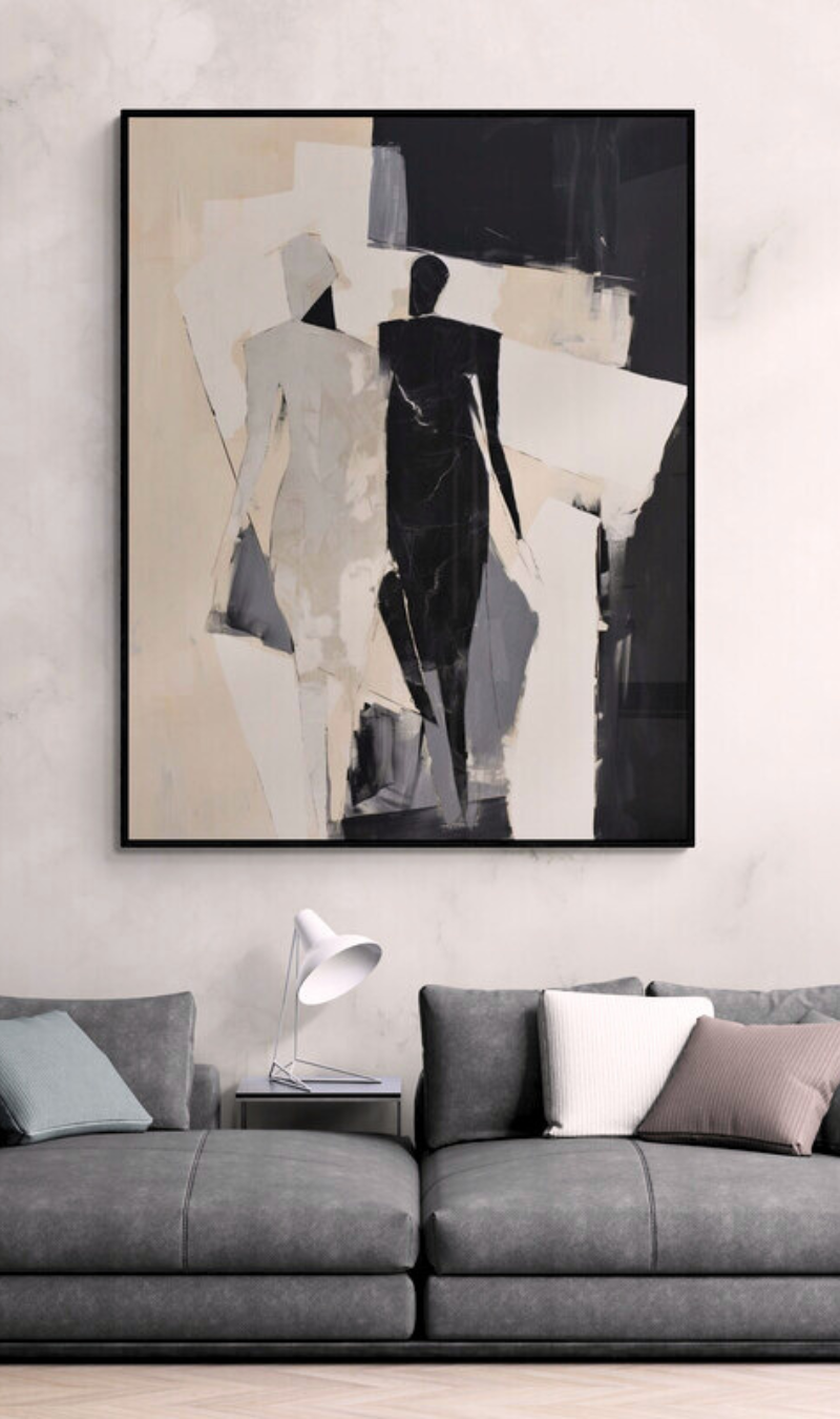Tableau Couple Minimalist Art Black