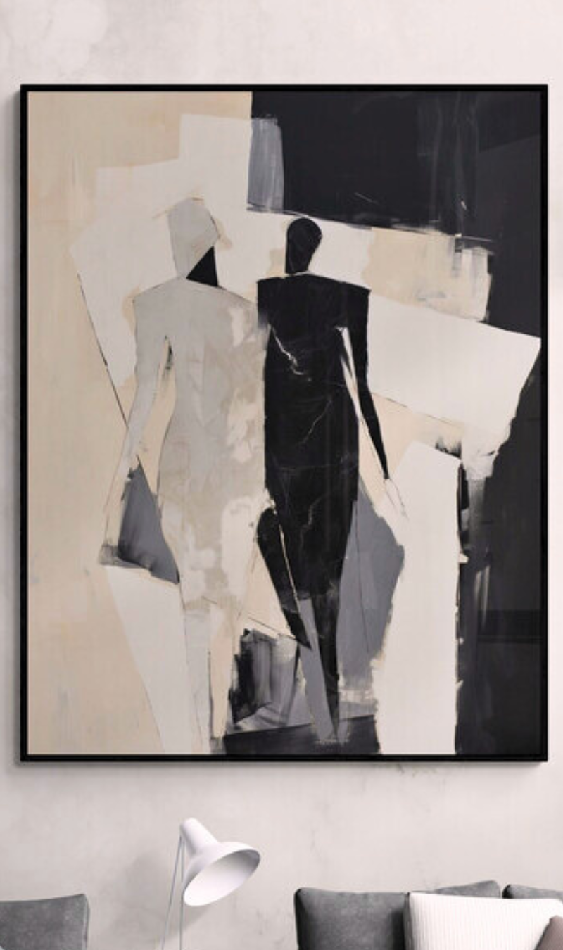 Tableau Couple Minimalist Art Black