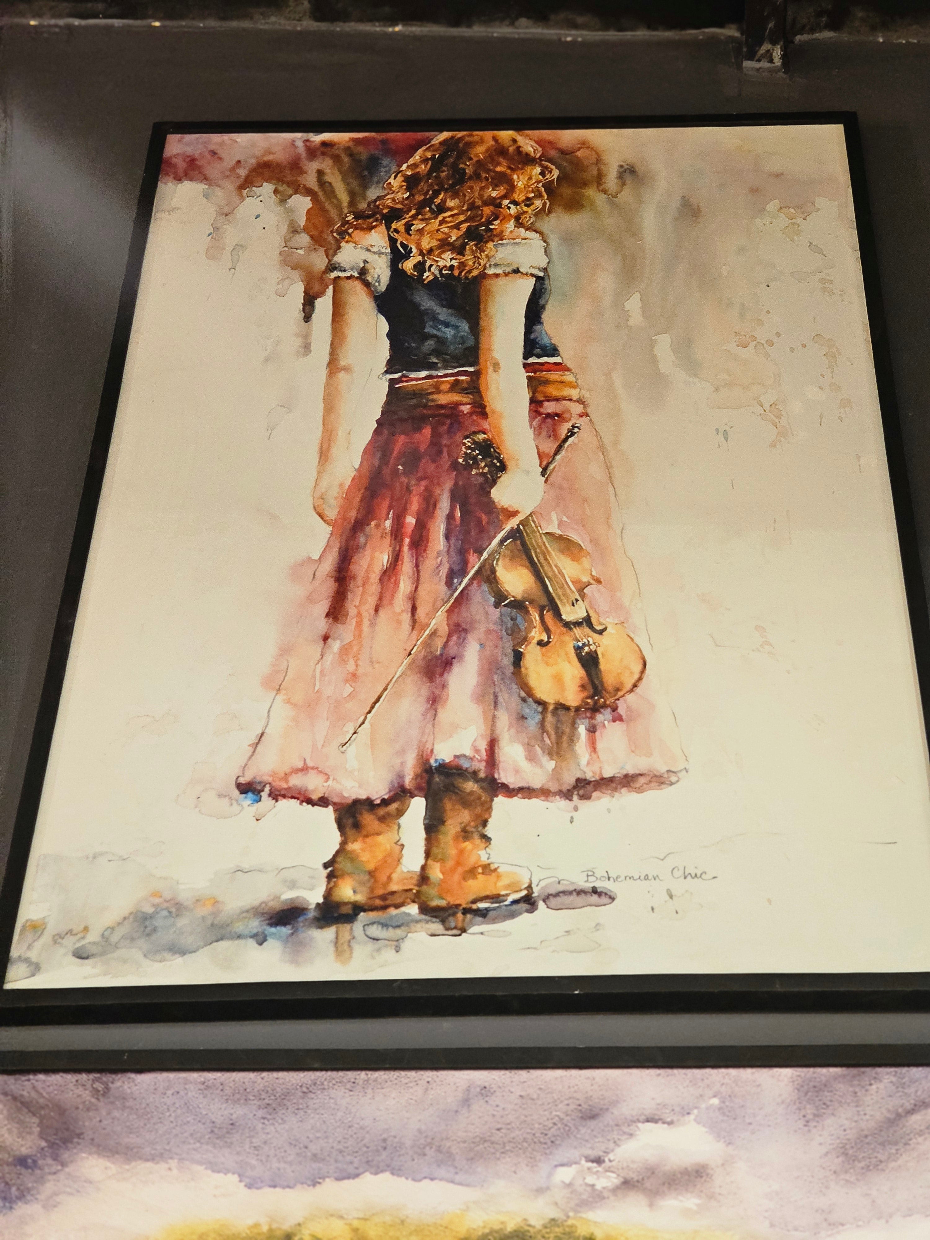 "Musique Bohème - Aquarelle d'une Violiniste"