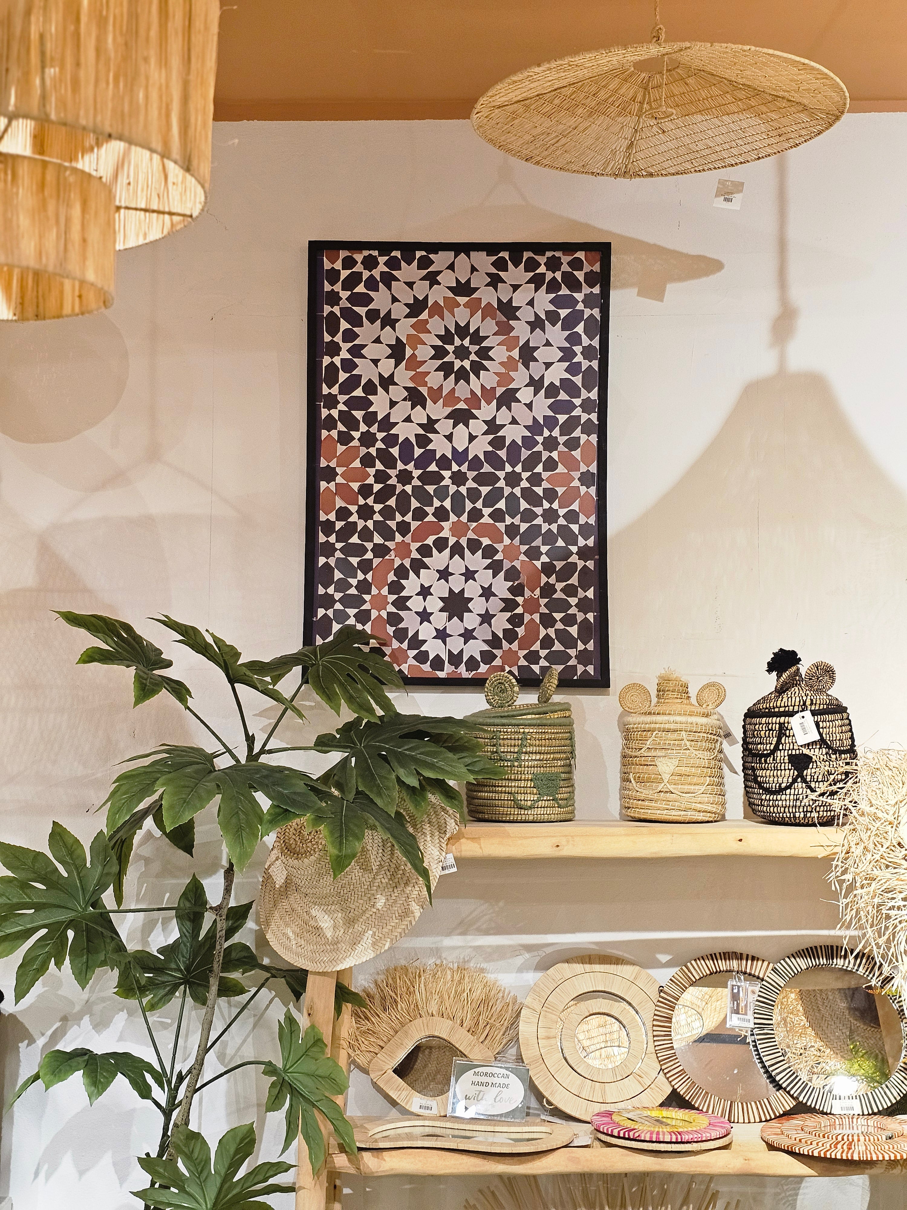 "Zellige Marocain - Tableau Mosaïque Géométrique Encadré"