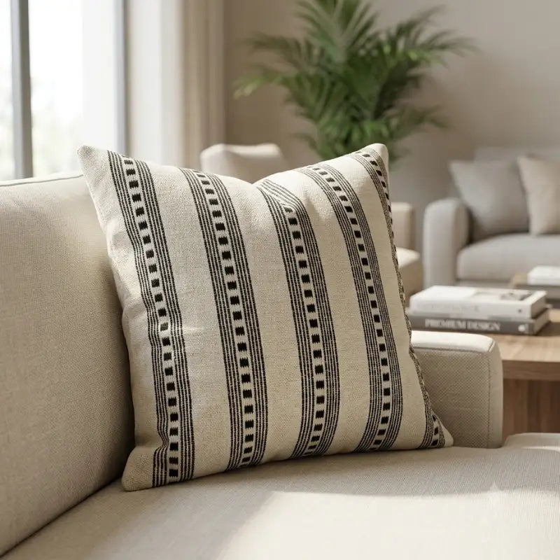 Coussin Décoratif Artisanal "Rayures Ethniques" - Bohème Chic
